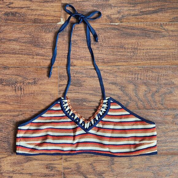 Solid & Striped/ x Re/Done The Woodstock Bikini Top Size L Crochet Halter Boho - Picture 8 of 8